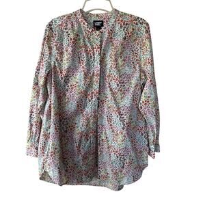 Lands’ End Size XL White & multicolored Floral Cotton Long tunic size XL